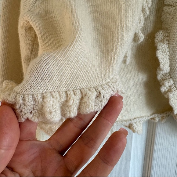 RALPH LAUREN Flower Girl L 12/14 Ivory Wool Bolero Cardigan Wedding Festive Soft - Picture 2 of 8